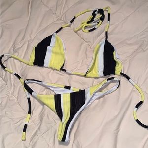 Indah Yellow Black and White Bikini